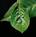 Nature\'s Jewel: A Glistening Drop of Water on a Leaf in a Stunning Photo