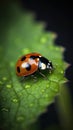 Nature's Jewel: Ladybug on a Leaf. Generative AI