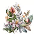 Nature\'s Palette A Serene Watercolor of Springtime Floral Wonders - Generative AI