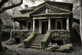 Nature\'s Reclamation: Abandoned House Slowly Embraced by Ivy, Broken Windows Let Light Peek Through