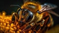 Bee Close-Up on a Flower. Generative AI