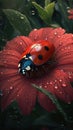 Ladybug Close-Up on a Flower. Generative AI Royalty Free Stock Photo