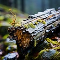 Nature\'s vibrant green moss envelops an aged log