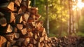Nature's Warm Embrace: Stacked Firewood in Log Cabin Style