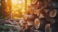 Nature's Warm Embrace: Stacked Firewood in Log Cabin Style