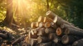 Nature's Warm Embrace: Stacked Firewood in Log Cabin Style