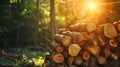 Nature's Warm Embrace: Stacked Firewood in Log Cabin Style