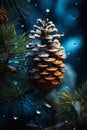 Nature\'s Winter Wonderland: A Captivating Closeup of a Pine Cone