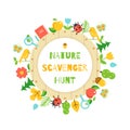 Nature Scavenger Hunt. Kids Game Poster Royalty Free Stock Photo