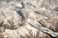 Nature scene - Aerial top view of Snow Mountain of himalaya mountains on sunny day winter season at Leh Ladakh , Jammu and Kashmir Royalty Free Stock Photo