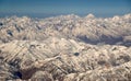 Nature scene - Aerial top view of Snow Mountain of himalaya mountains on sunny day winter season at Leh Ladakh , Jammu and Kashmir Royalty Free Stock Photo