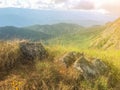 Scene and big rock on the top of mountain at Chaing mai, Thailand Royalty Free Stock Photo