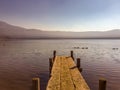 Boardwalk, Wooden Boat Jetty going out into Lake