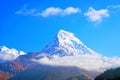 Nature Scene of Top of Mt. Machapuchare is a mountain in the Annapurna Himalayas of north central Nepal seen from Poon Hill, Nepal Royalty Free Stock Photo