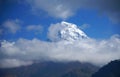 Nature Scene of Top of Mt. Machapuchare is a mountain in the Annapurna Himalayas of north central Nepal seen from Poon Hill, Nepal Royalty Free Stock Photo