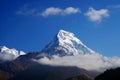 Nature Scene of Top of Mt. Machapuchare is a mountain in the Annapurna Himalayas of north central Nepal seen from Poon Hill, Nepal Royalty Free Stock Photo