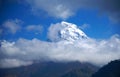 Nature Scene of Top of Mt. Machapuchare is a mountain in the Annapurna Himalayas of north central Nepal seen from Poon Hill, Nepal Royalty Free Stock Photo