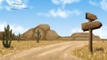 Nature scenery illustration of a road in the desert