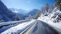 nature scenic road snow landscape