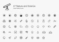 47 Nature and Science Pixel Perfect Icons (line style)