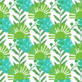 Nature seamless pattern. Hand drawn abstract tropical summer background palm, monstera leaves in silhouette, line art Royalty Free Stock Photo