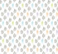 Nature seamless pattern hand drawn sprigs with leaves.