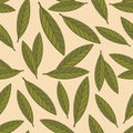 Nature seamless pattern with rich green leaves. Minimalist floral background. Hand drawn foliage modern design for wrapping paper Royalty Free Stock Photo