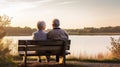 nature senior couple lake Royalty Free Stock Photo