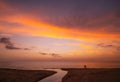 Nature sky sunset or sunrise over sea Beautiful cloudscape scenery Amazing light of nature Landscape background Royalty Free Stock Photo