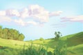 Small grass hill in the fresh summer time Royalty Free Stock Photo