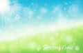 Nature spring bokeh background with sunbeam