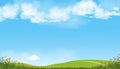 Nature Spring Countryside Landscape,Green Field,Cloud,Summer Sky,Natural Horizon rural scene with green meadow and flower on hills