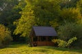 nature spring environment space morning sun light with wooden gazebo small building no people here peaceful scenery photography