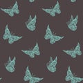 Nature style seamless pattern with flying butterflies Royalty Free Stock Photo