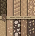 Nature style seamless patterns