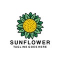 Nature Sunflower Vector Logo, Organic Flower badge, flora creative emblem Design