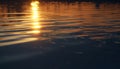 Nature sunset reflection on water creates a tranquil, vibrant scene generated by AI