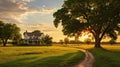 nature sunshine evening country landscape