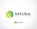 Nature symbol creative organic concept. Bio health care herbal abstract business eco logo. Fresh food, circle pack, beauty flora,