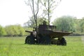 Dumper digger truck English old broken left in fields nature growing in it and around