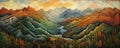 Nature Tapestry: captivating panorama showcasing the intricate tapestry of nature, with interwoven textures, colors panorama
