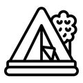 Nature tent icon outline vector. People job