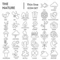 Nature thin line SIGNED icon set, environment symbols collection, vector sketches, logo illustrations, conservation Royalty Free Stock Photo