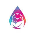Nature time drop shape concept vector logo design template. Royalty Free Stock Photo