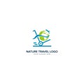 Nature travel and cart logo design green world and plane logo