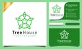 Nature Tree House logo design vector illustration, minimalist elegant, modern company business card template Royalty Free Stock Photo