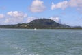 Nature of tropical islands in the ocean,waves and splashes, speedboat ride