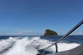 Nature of tropical islands in the ocean,waves and splashes, speedboat ride