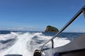 Nature of tropical islands in the ocean,waves and splashes, speedboat ride