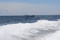 Nature of tropical islands in the ocean,waves and splashes, speedboat ride